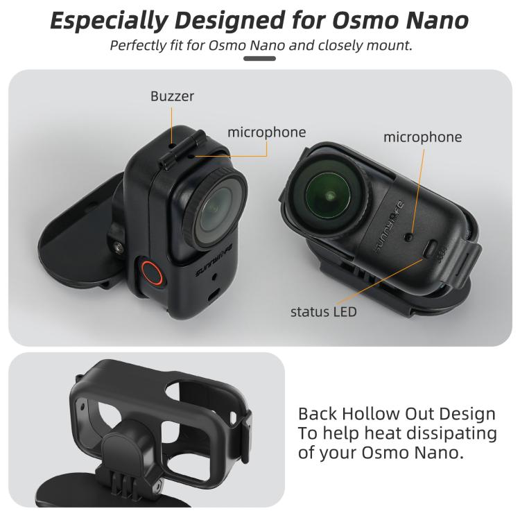 For DJI Osmo Nano Sunnylife Baseball Hat Clip Mount Baseball Cap Clamp Quick Release Mount Camera POV Vlog Holder, ON-J064 Cap Clamp