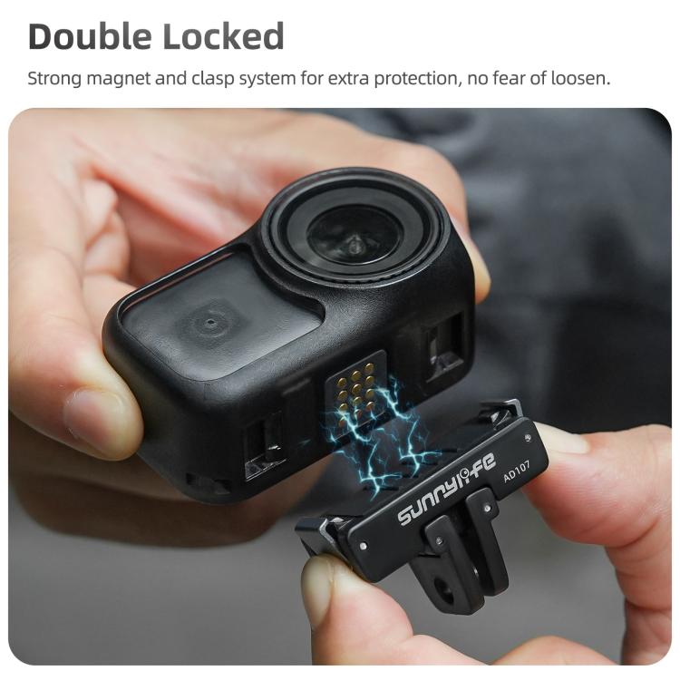 For DJI Osmo 360 Sunnylife Dual-Direction Magnetic Mount Quick-Release 1/4 Screw Foldable 2-prong Design Adapter Mount, AD107 For DJI Osmo 360