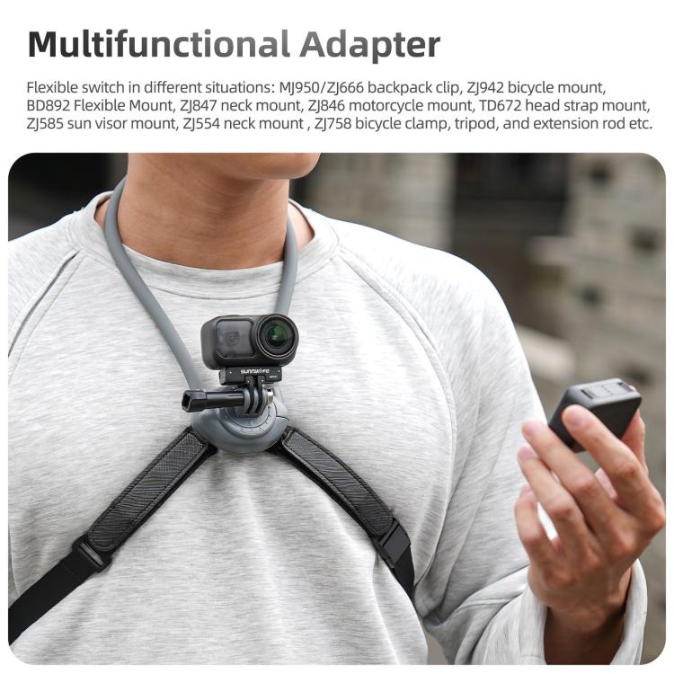 For DJI Osmo 360 Sunnylife Dual-Direction Magnetic Mount Quick-Release 1/4 Screw Foldable 2-prong Design Adapter Mount, AD107 For DJI Osmo 360