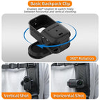 For DJI Osmo Nano Sunnylife Backpack Clip Action Camera Clamp 360 Rotation Vertical-Horizontal Mount 90 Tilt Upgraded Backpack Clip
