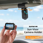 For DJI Osmo Nano Sunnylife Car Sun Visor Mount Action Camera Holder 360 Rotating 90 Tilt Sun Visor Holder, MJ165 Car Sun Visor Mount