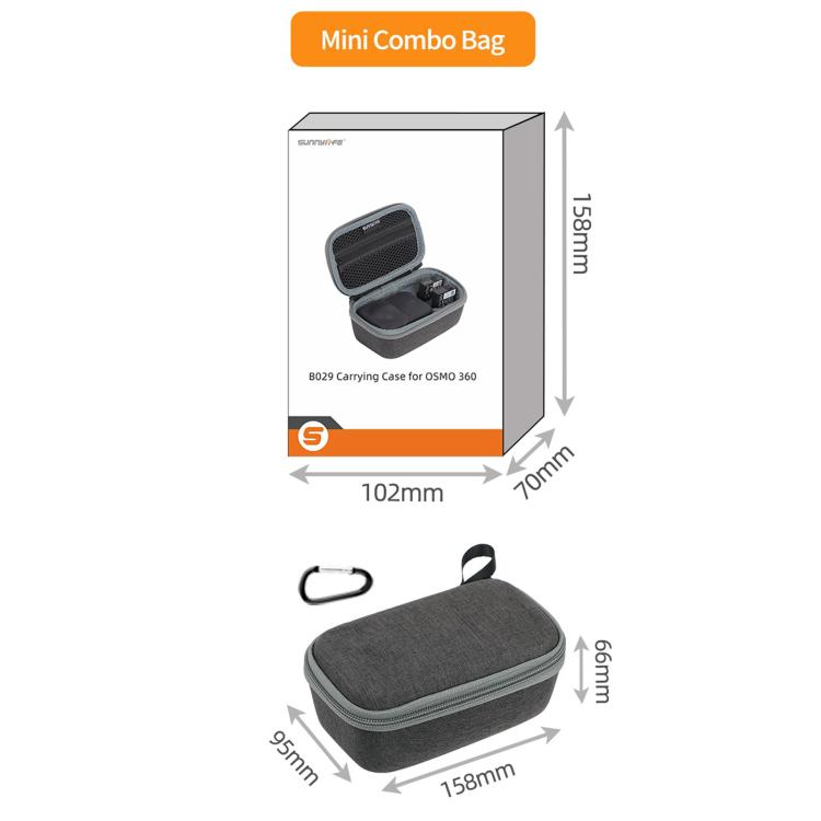 For DJI Osmo 360 Sunnylife Mini Travel Hard Storage Box Bag, OS-B029