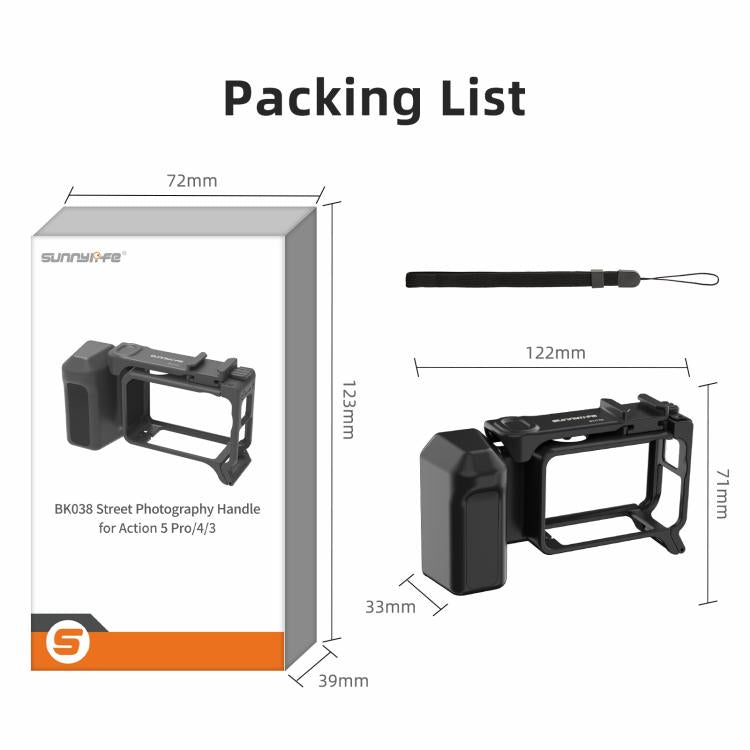 Sunnylife Street Photography Handle Ergonomic Hand Grip Quick Release Shutter Handle For DJI Action 5 Pro / 4 / 3, For DJI Action 5 Pro / 4 / 3