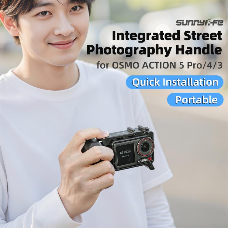 Sunnylife Street Photography Handle Ergonomic Hand Grip Quick Release Shutter Handle For DJI Action 5 Pro / 4 / 3, For DJI Action 5 Pro / 4 / 3
