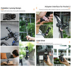 For DJI OSMO Pocket 3 Sunnylife Quick Release Adapter Mount Frame Two-Way Adapter Expansion Selfie Stick Tripod Adapter