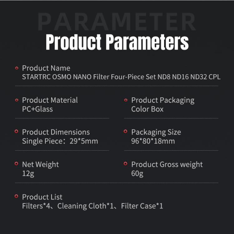 For DJI Osmo Nano STARTRC 4 in 1 ND8 ND16 ND32 CPL Camera Lens Filter, For DJI Osmo Nano