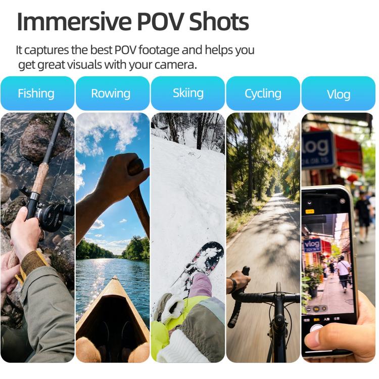 For DJI Osmo Pocket 4 / 3 Sunnylife Adjustable POV Neck Mount Hand Free Video Vlog Neck Selfie Holder with Body Strap