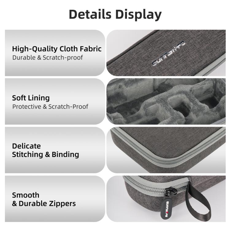 For DJI Osmo Pocket 4 / 3 Sunnylife Mini Carrying Case Handbag Portable Travel Case Protective Organizer Standard Combo Bags, Standard Combo Bags