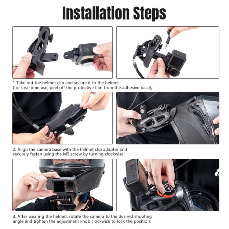 STARTRC Helmet Chin Mount Clip For GoPro, Insta360, DJI and Other Action Cameras, Helmet Chin Clip