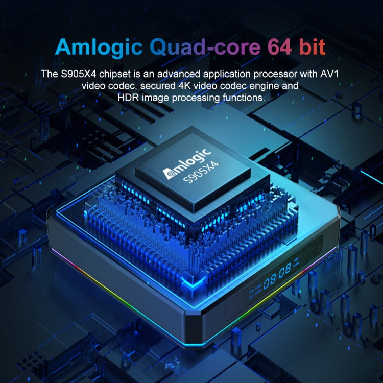 X96 X4 8K Smart TV BOX Android 11.0 Media Player with Remote Control, Amlogic S905X4 Quad Core ARM Cortex A55, RAM: 4GB, ROM: 32GB, Support 100M, Dual Band WiFi, Bluetooth, EU Plug, 4GB+32GB
