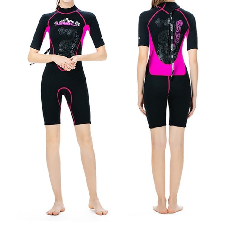 SLINX 1104 3mm Neoprene Super Elastic Wear-resistant Warm U-splicing Wet Short-sleeved One-piece Wetsuit for Women, XS, S, M, L, XL
