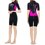 SLINX 1104 3mm Neoprene Super Elastic Wear-resistant Warm U-splicing Wet Short-sleeved One-piece Wetsuit for Women, XS, S, M, L, XL