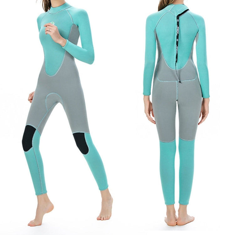 SLINX 1710 3mm Neoprene Super Elastic Wear-resistant Warm Contrast Long-sleeved One-piece Diving Wetsuit for Women, XS, S, M, L, XL