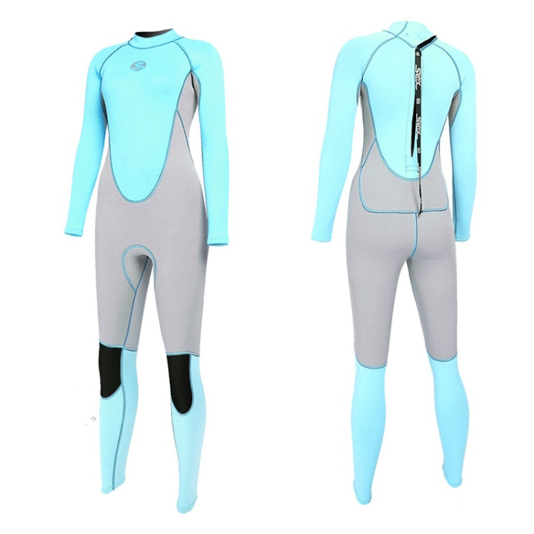 SLINX 1710 3mm Neoprene Super Elastic Wear-resistant Warm Contrast Long-sleeved One-piece Diving Wetsuit for Women, XS, S, M, L, XL