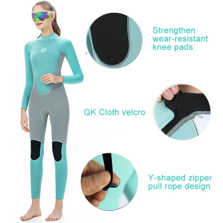SLINX 1710 3mm Neoprene Super Elastic Wear-resistant Warm Contrast Long-sleeved One-piece Diving Wetsuit for Women, XS, S, M, L, XL