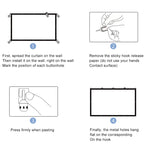 Folding Milk Silk Polyester Projector Film Curtain, 60 inch (16:9) Projection Area: 133 x 75cm, 60 inch (4:3) Projection Area: 120 x 90cm, 72 inch (16:9) Projection Area: 159 x 90cm, 72 inch (4:3) Projection Area: 146 x 110cm                           ...
