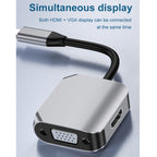 HW-6002 2 In 1 Type-C / USB-C to HDMI + VGA Adapter Converter, HW-6002