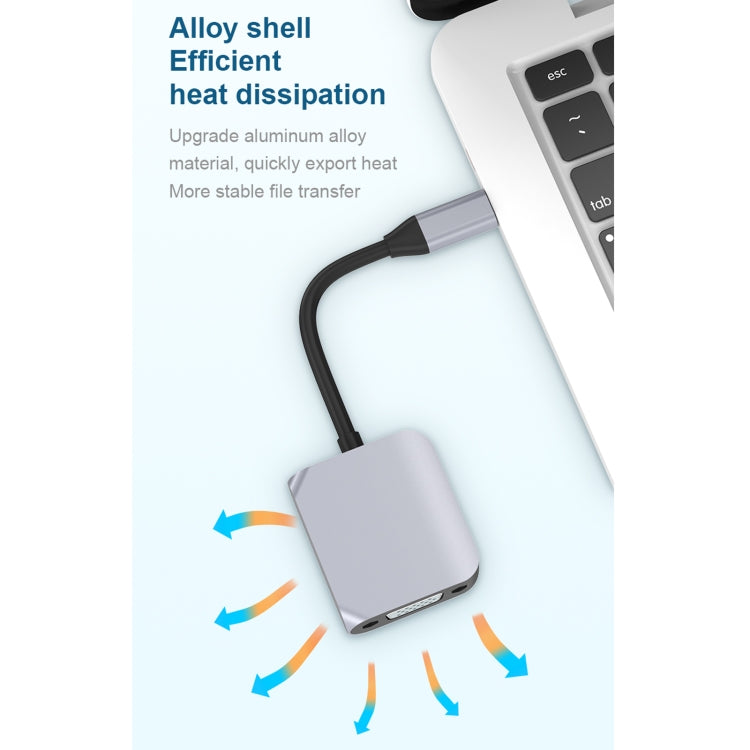 HW-6002 2 In 1 Type-C / USB-C to HDMI + VGA Adapter Converter, HW-6002