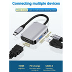 HW-6003 3 In 1 Type-C / USB-C to HDMI + PD + USB 3.0 Docking Station Adapter Converter, HW-6003