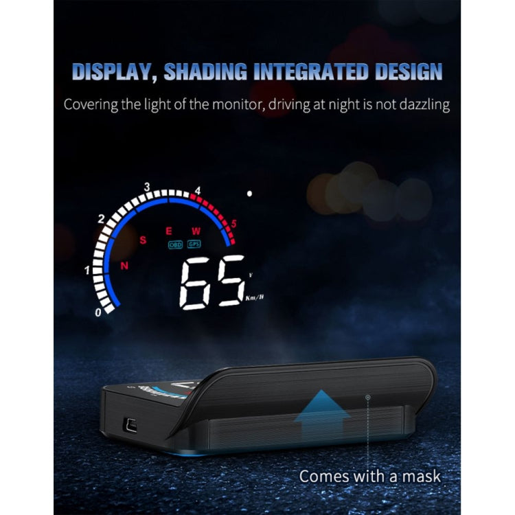 M13 Plus OBD2 + GPS Mode Car Head-up Display HUD Overspeed / Speed / Water Temperature Alarm, M13 Plus