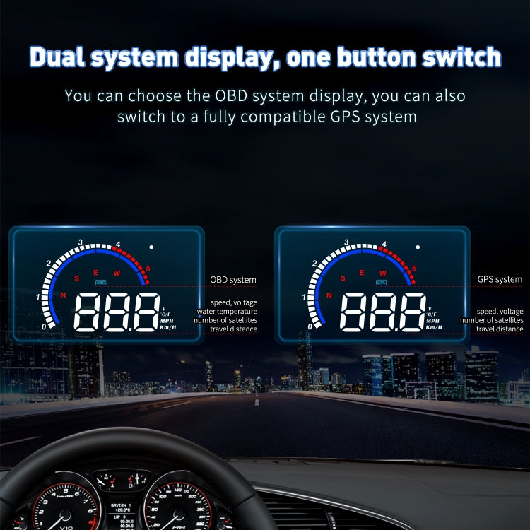 M13 Plus OBD2 + GPS Mode Car Head-up Display HUD Overspeed / Speed / Water Temperature Alarm, M13 Plus