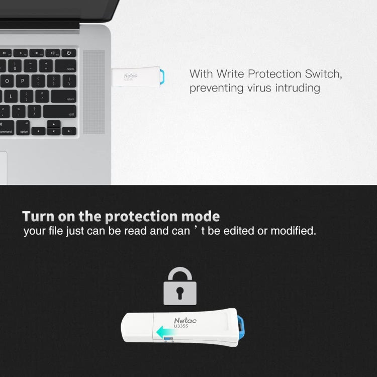 Netac U335S USB 3.0 High Speed Antivirus Write Protection USB Flash Drives U Disk, 16GB, 32GB, 64GB, 128GB