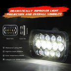 7 inch(5X7)/(7X6) H4 DC 9V-30V 30000LM 300W 8LEDs Car Square Shape LED Headlight Lamps for Jeep Wrangler, 8LEDs