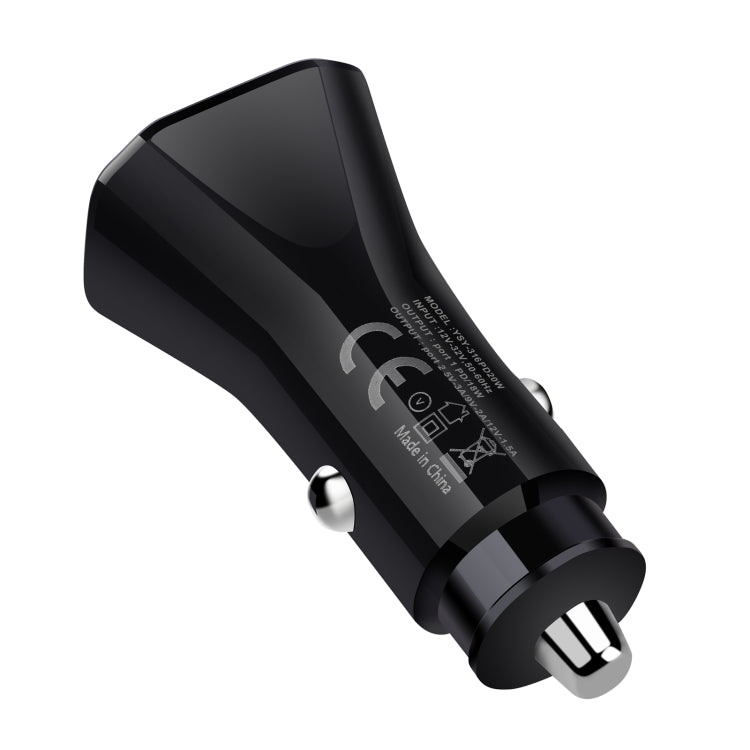 YSY-316PD20W QC3.0 USB + PD 20W USB-C / Type-C Polygon Dual Ports Fast Charging Car Charger, Car Charger