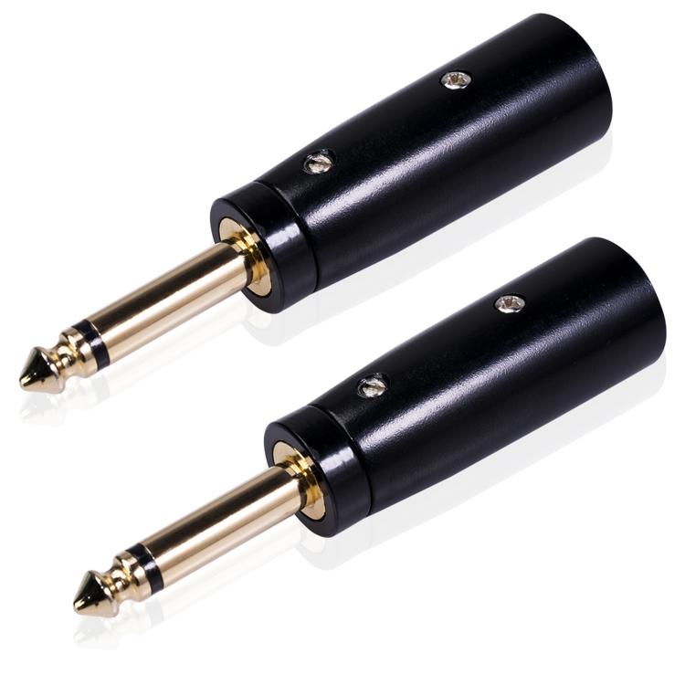2 PCS LZ1168G Gilded 6.35mm Mono Male to XRL Male Audio Adapter Microphone Stereo Speaker Connector, LZ1168G