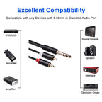 3685 6.35mm Male to Double RCA Male Stereo Audio Cable, 1.5m, 3m, 5m