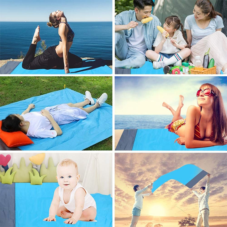 Polyester Waterproof Plaid Cloth Pocket Picnic Mat Outdoor Camping Beach Mat, Size: 2.1 x 2m