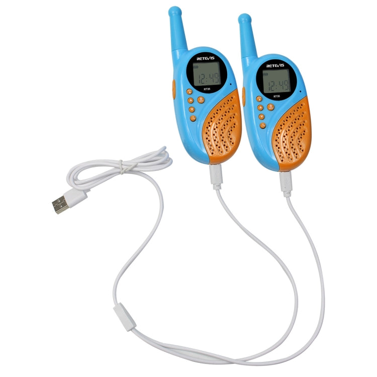 1 Pair RETEVIS RT35 0.5W US Frequency 462.550-467.7125MHz 22CH Handheld Children Walkie Talkie, RT35 US Frequency(Blue), RT35 US Frequency(Black)