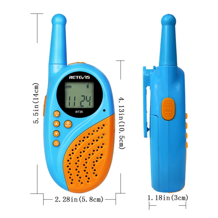 1 Pair RETEVIS RT-35 0.5W US Frequency 462.550-467.7125MHz 22CHS Children Handheld Walkie Talkie, RT-35,US Frequency(Blue), RT-35,US Frequency(Black)