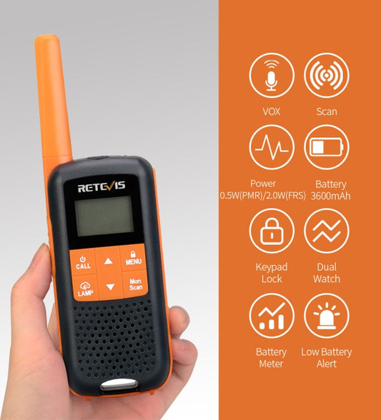 1 Pair RETEVIS RT649 PMR446 16CHS License-free Two Way Radio Handheld Walkie Talkie, EU Plug, RT649