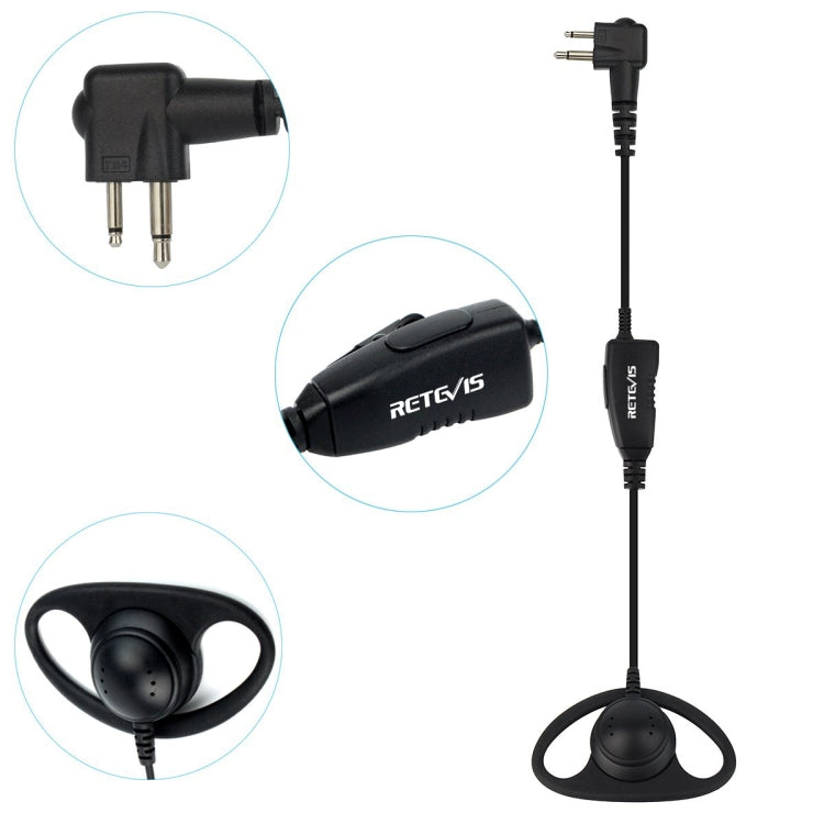 RETEVIS R-122 2 Pin D Shape Soft Ear Hook Earphone Microphone for Motorola GP68/GP88/GP300/2000/CT150/P040, R-122