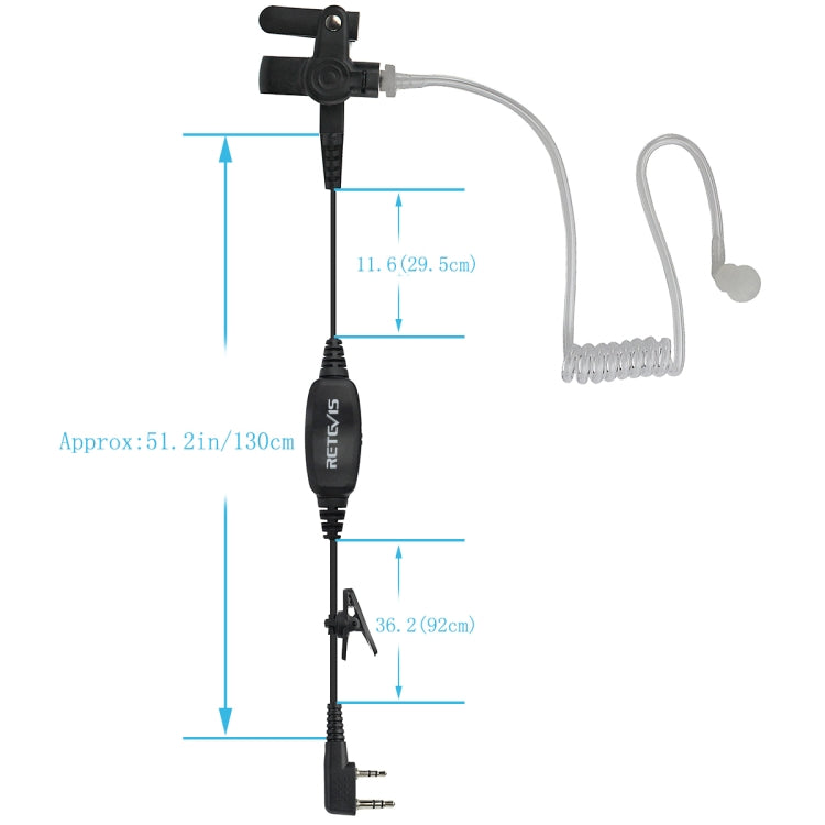RETEVIS R-112 PTT / VOX Covert Acoustic Tube Earphone Microphone for H-777/RT-5R/RT1/RT2/RT5, R-112