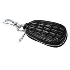 Crocodile Texture First Layer Cowhide Hanging Waist Car Key Bag, Car Key Bag