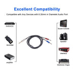 Stereo 6.35mm Male to Dual Mono 6.35mm Audio Cable, 1.8m, 3m, 5m