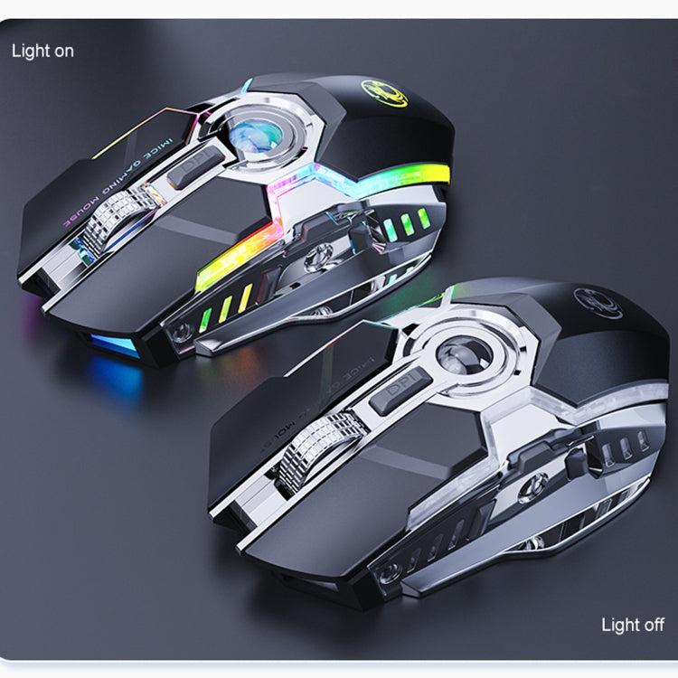 iMICE G7 Colorful Streamer Lights Rechargeable Silent Wireless Mouse, G7(Black), G7(Grey)