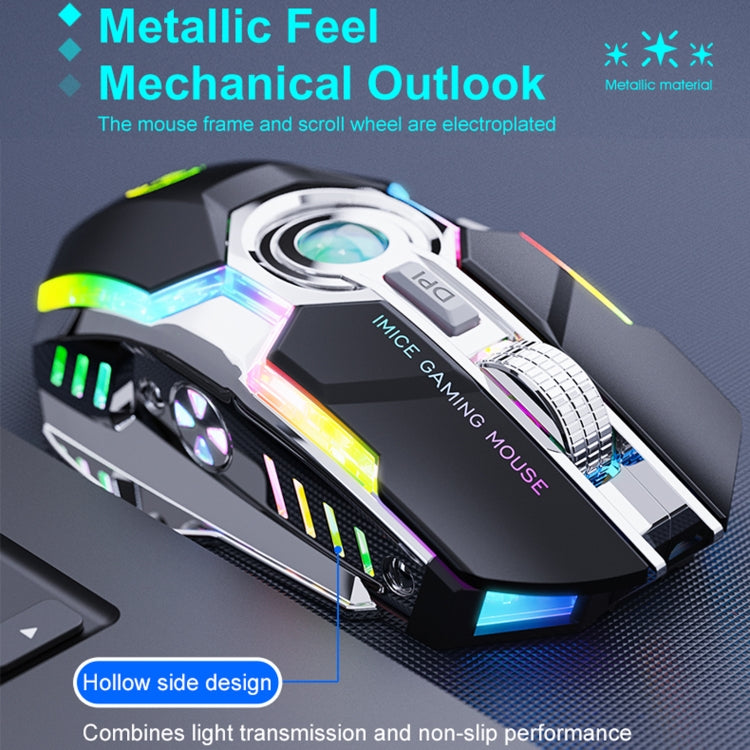 iMICE G7 Colorful Streamer Lights Rechargeable Silent Wireless Mouse, G7(Black), G7(Grey)