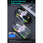 iMICE G7 Colorful Streamer Lights Rechargeable Silent Wireless Mouse, G7(Black), G7(Grey)