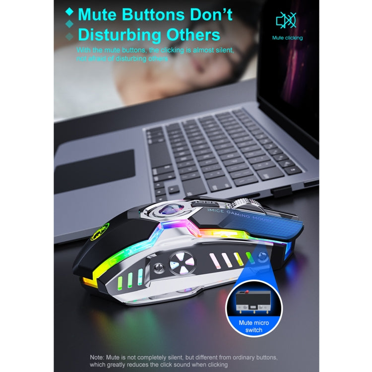 iMICE G7 Colorful Streamer Lights Rechargeable Silent Wireless Mouse, G7(Black), G7(Grey)