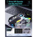 iMICE G7 Colorful Streamer Lights Rechargeable Silent Wireless Mouse, G7(Black), G7(Grey)