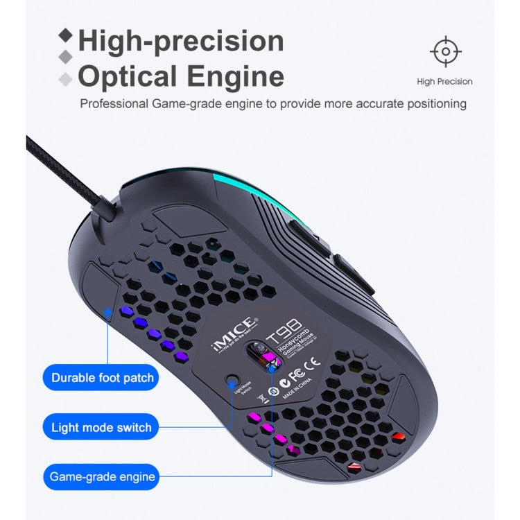 iMICE T98 RGB Lighting Gaming Wired Mouse, T98