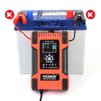 FOXSUR 12A / 12V / 24V Car / Motorcycle 7-stage Lead-acid Battery AGM Charger, 12A, US Plug, 12A, EU Plug, 12A, JP Plug, 12A, UK Plug