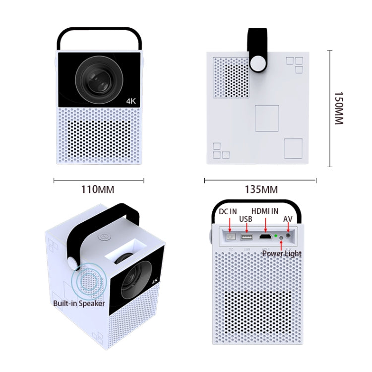 WEJOY Y2 1920x1080P 100 ANSI Lumens Portable Home Theater LED HD Digital Projector, Touch Control Version, Android 9.0, 2G+16G, UK Plug, Y2 UK Plug, Y2 AU Plug, Y2 EU Plug