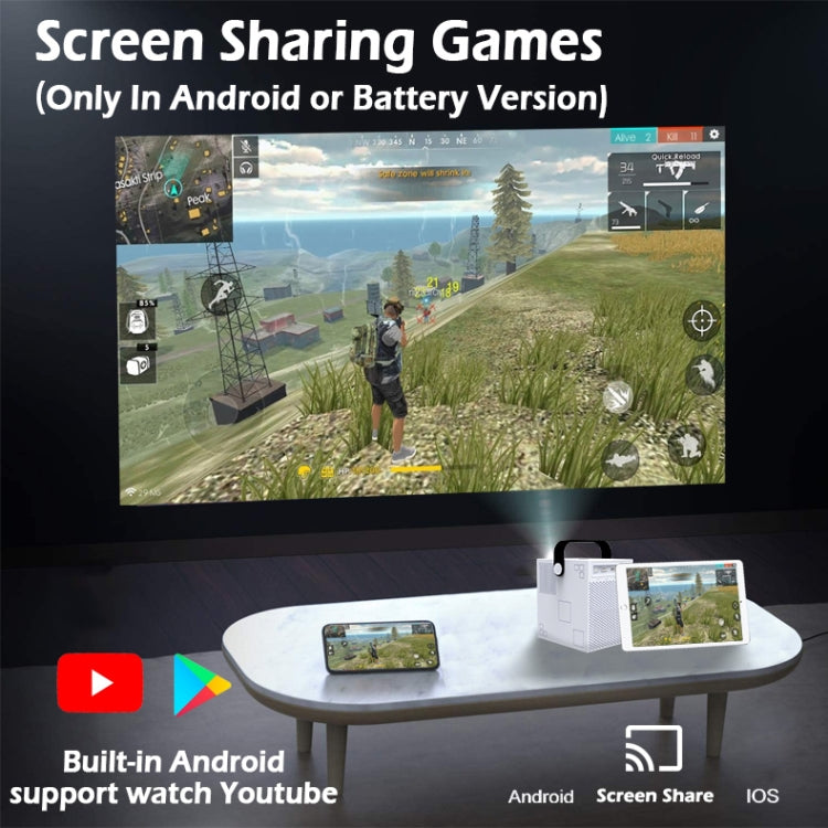 WEJOY Y2 1920x1080P 100 ANSI Lumens Portable Home Theater LED HD Digital Projector, Touch Control Version, Android 9.0, 2G+16G, UK Plug, Y2 UK Plug, Y2 AU Plug, Y2 EU Plug
