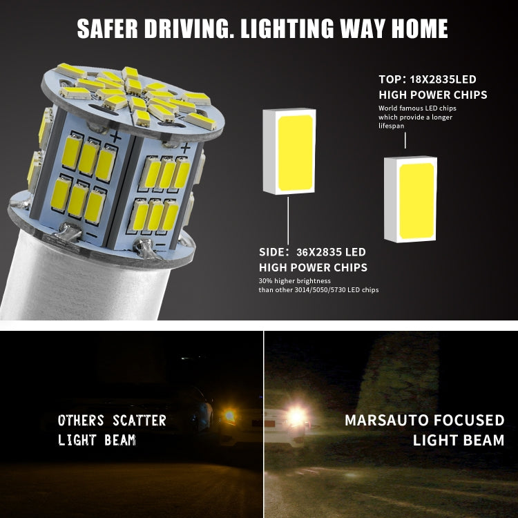 1 Pair E0052 9-14V 1156-54SMD-2835 6000K 1080LM White Light Car Decoding Turn Signal Reversing Light, E0052