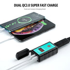 WUPP ZH-1422A1 DC12-24V Motorcycle Square Dual USB Fast Charging Charger with Switch + Voltmeter + Integrated SAE Socket, ZH-1422A1