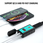 WUPP ZH-1422B2 DC12-24V Motorcycle Square Single USB + PD Fast Charging Charger with Switch + Voltmeter + Integrated SAE Socket + 1m SAE Socket Cable, ZH-1422B2